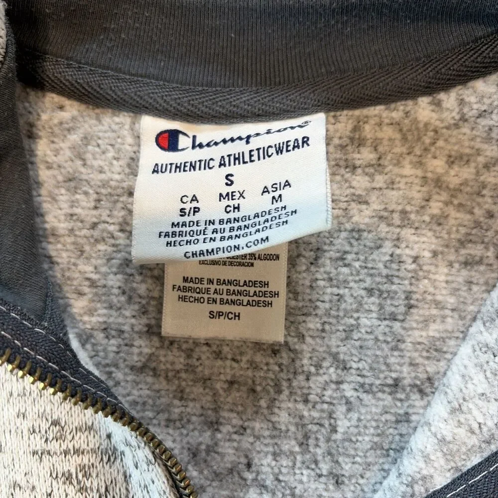Mens S Champion University of MN Duluth 1/4 Zip Fleece Sweatshirt Light Gray